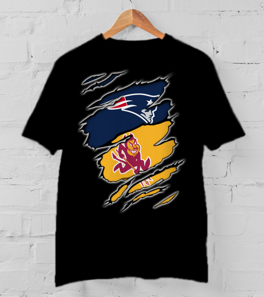 Patriots Logo And Arizona State University Sun Devils Split T-Shirt