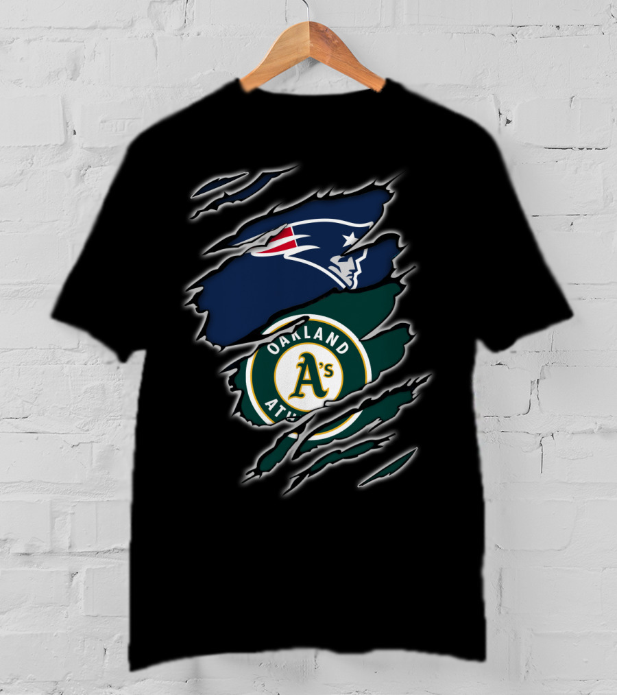 New England Patriots Oakland Athletics Logo Fusion T-Shirt
