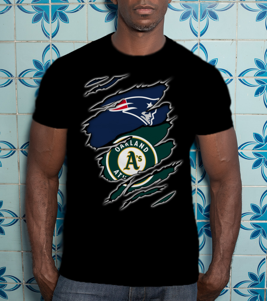New England Patriots Oakland Athletics Logo Fusion T-Shirt
