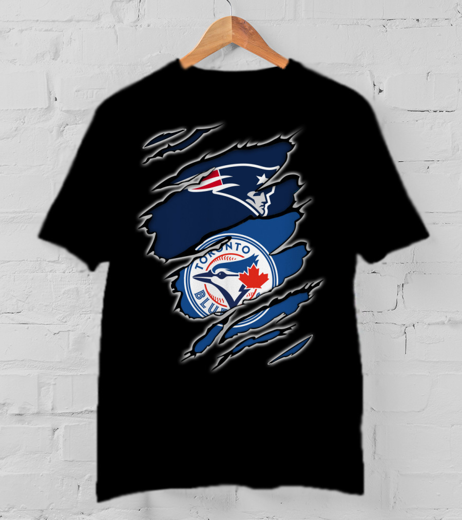 Patriots And Blue Jays Toronto Logo Fusion T-Shirt