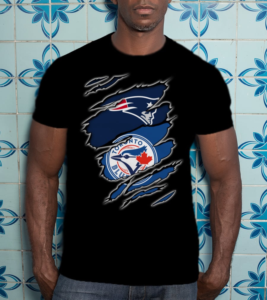 Patriots And Blue Jays Toronto Logo Fusion T-Shirt