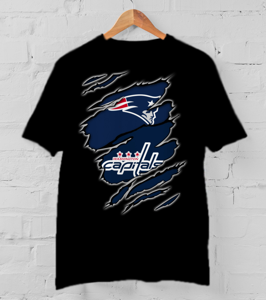 New England Patriots Washington Capitals Logo Collaboration T-Shirt
