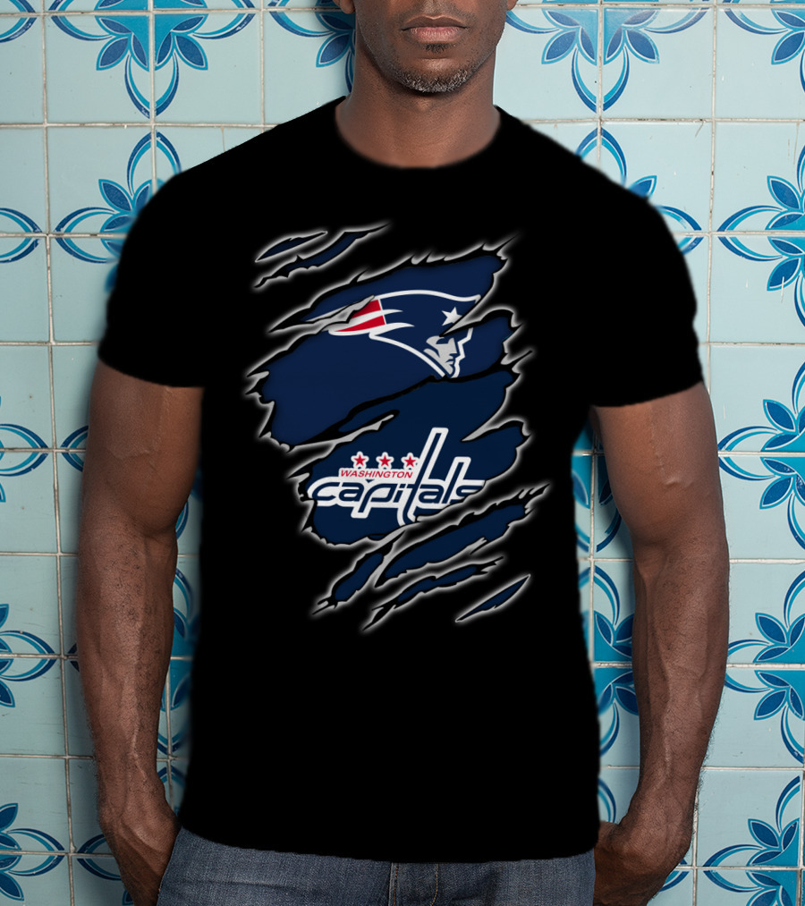 New England Patriots Washington Capitals Logo Collaboration T-Shirt