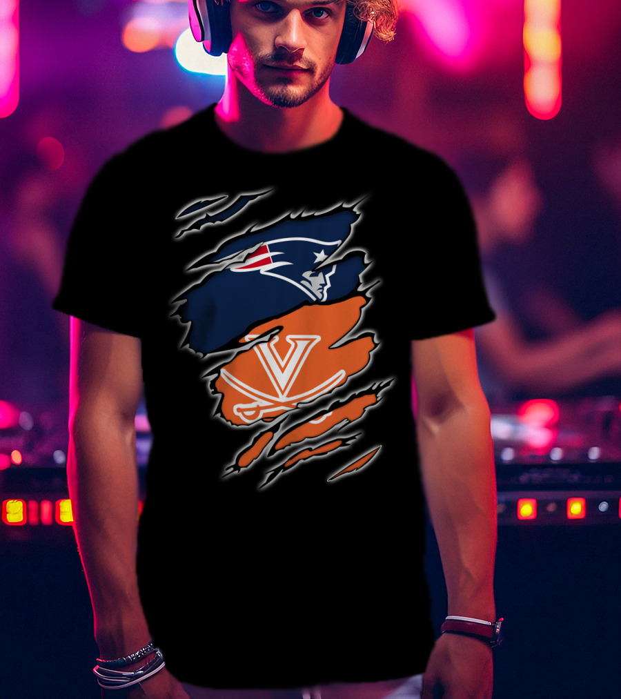 New England Patriots Virginia Cavaliers Crossover Fan T-Shirt
