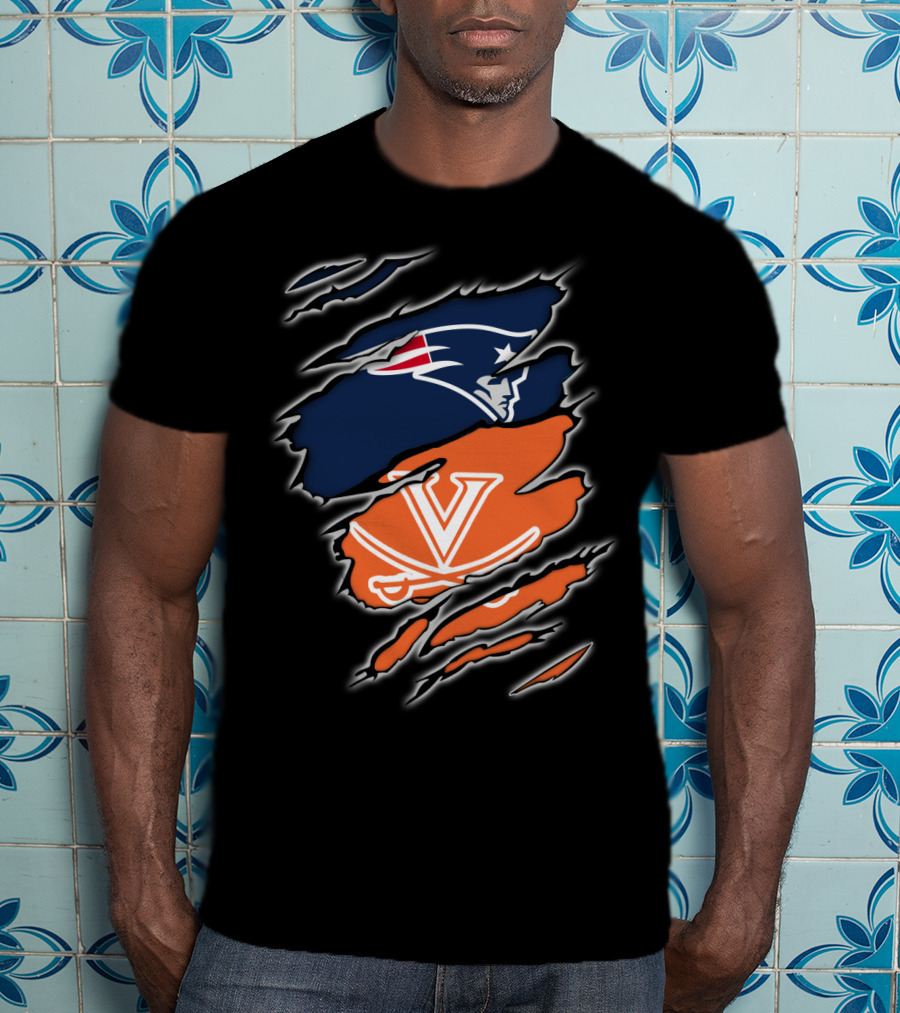New England Patriots Virginia Cavaliers Crossover Fan T-Shirt