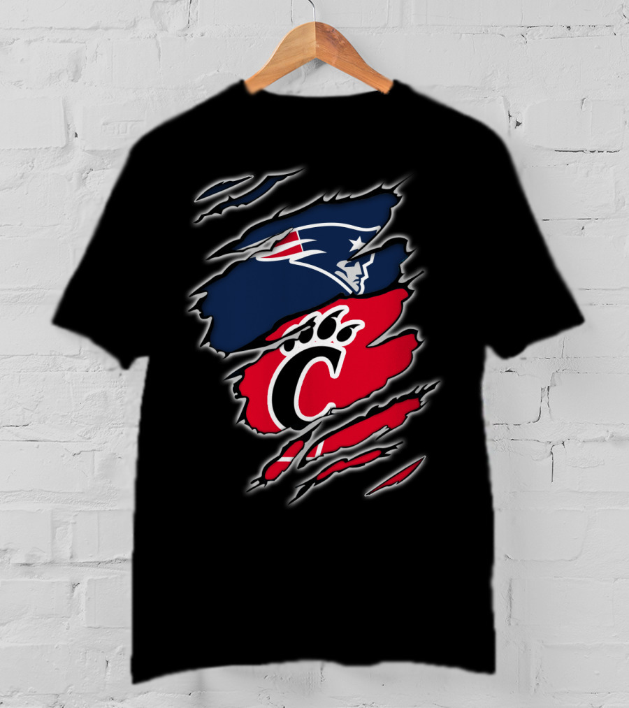 Patriots Cincinnati Bearcats Paw And Patriot Head Clash T-Shirt