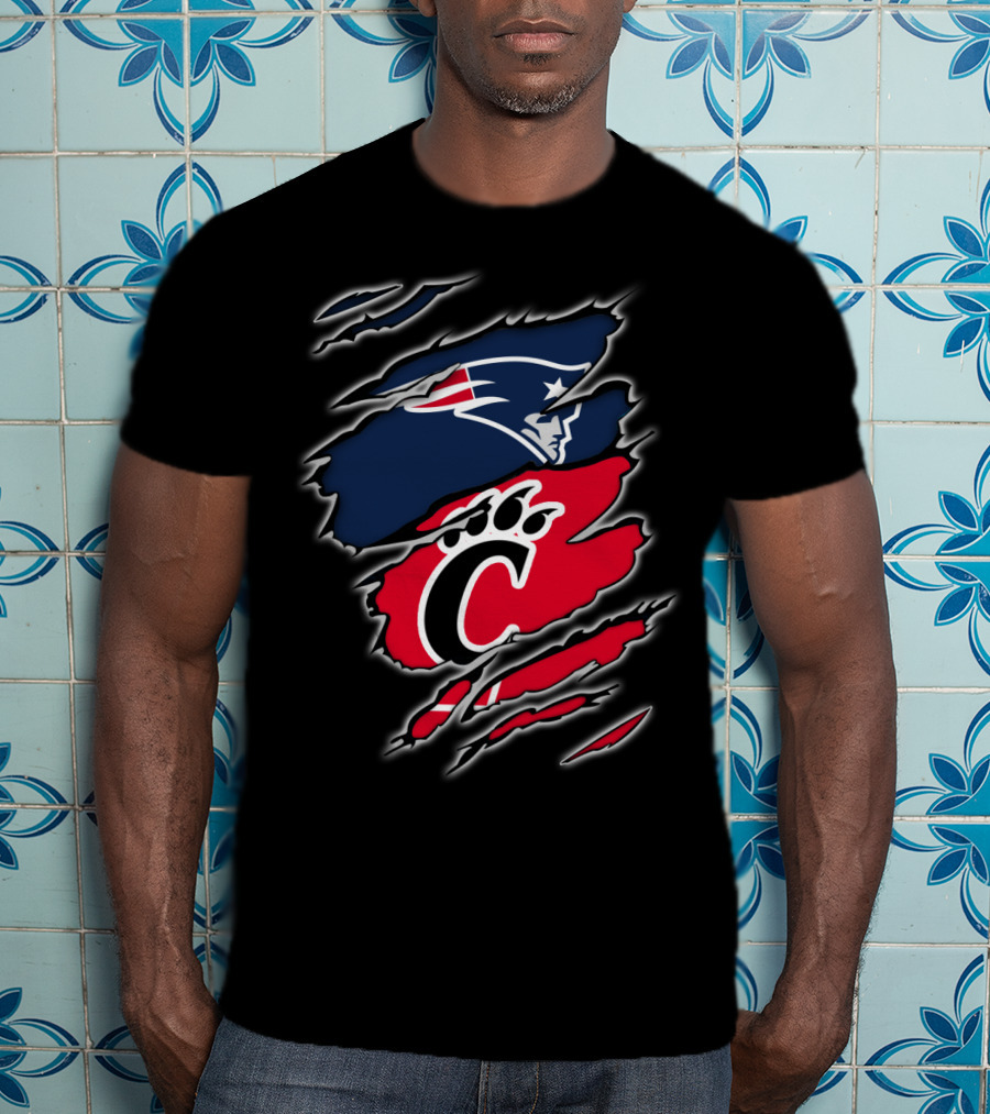 Patriots Cincinnati Bearcats Paw And Patriot Head Clash T-Shirt