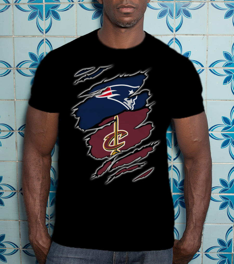 Patriots Cleveland Cavaliers Dual Logo Rip T-Shirt