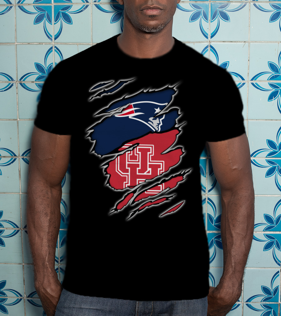 Patriots And Houston Cougars Logo Fusion T-Shirt