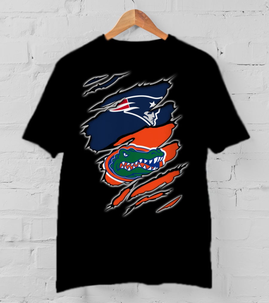 New England Patriots And Florida Gators Logo Collaboration T-Shirt