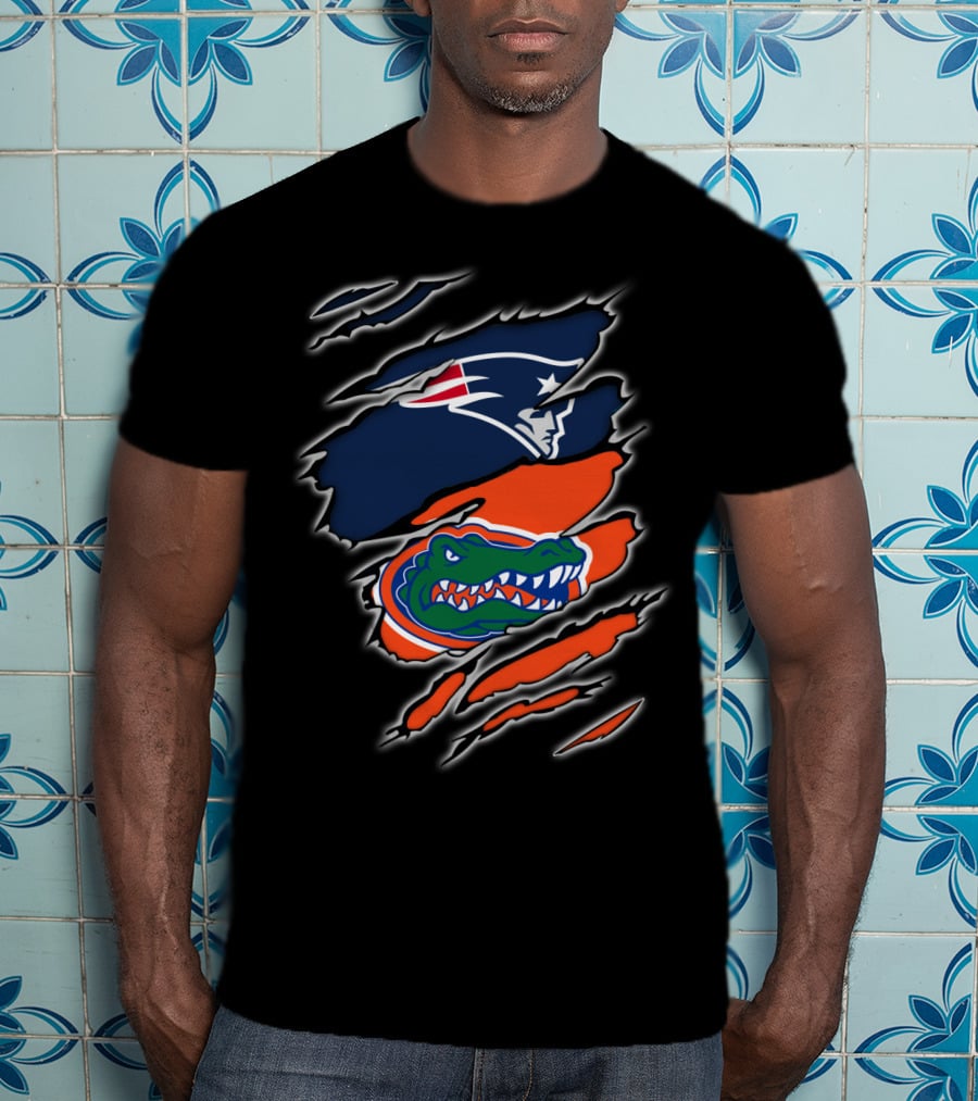 New England Patriots And Florida Gators Logo Collaboration T-Shirt