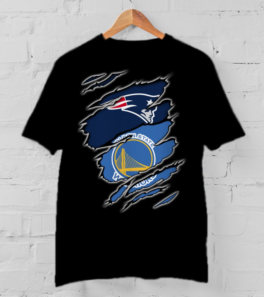 New England Patriots Golden State Warriors Fan Collaboration T-Shirt