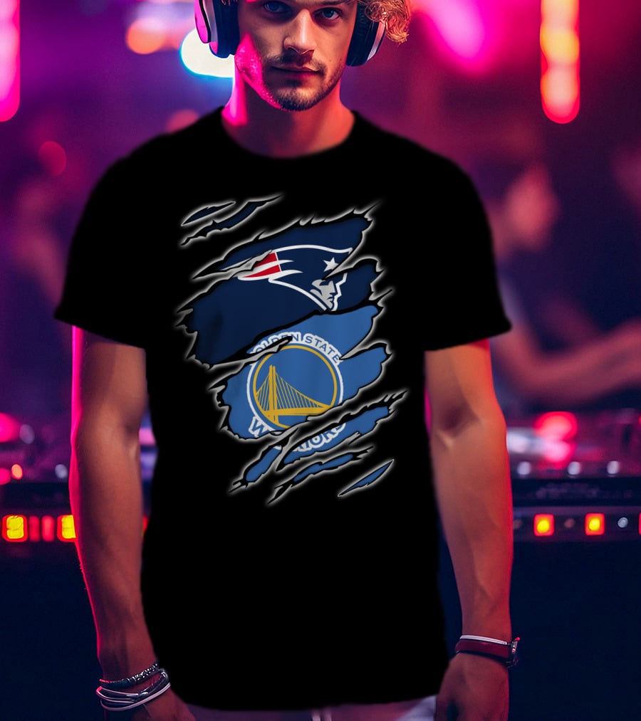 New England Patriots Golden State Warriors Fan Collaboration T-Shirt