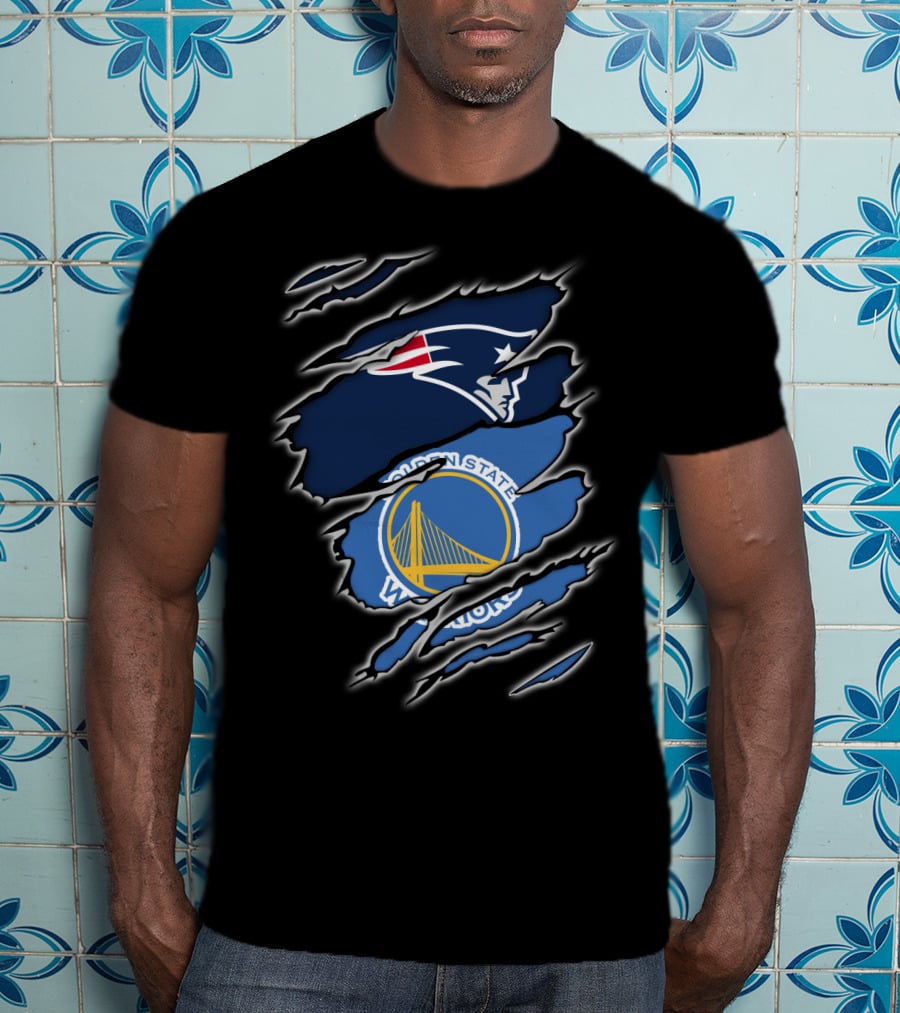 New England Patriots Golden State Warriors Fan Collaboration T-Shirt