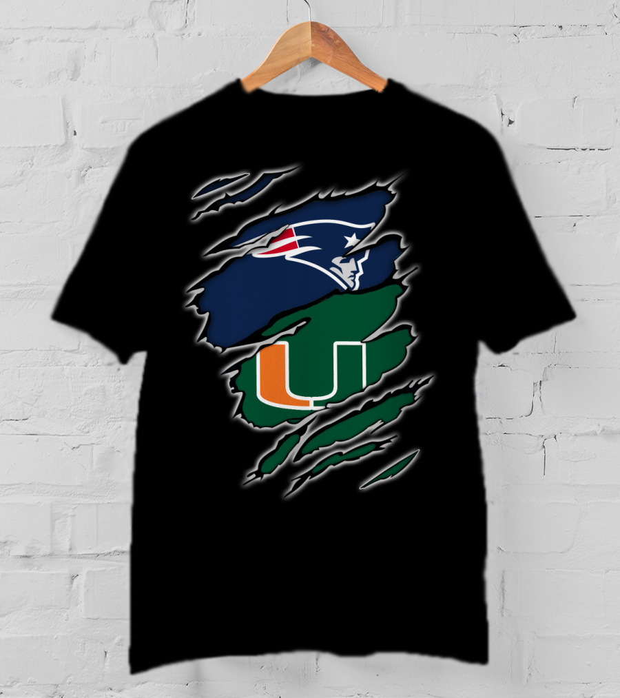 New England Patriots Miami Hurricanes Claw Marks T-Shirt