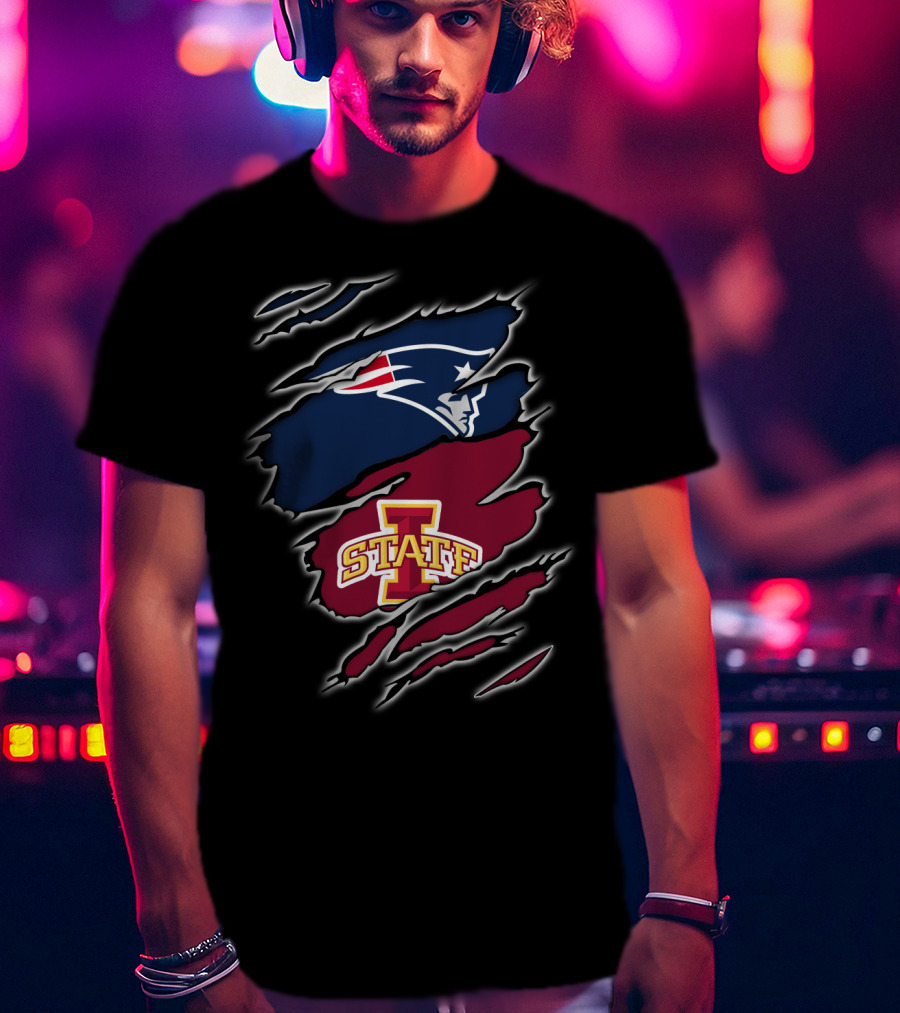 New England Patriots Iowa State Cyclones Ripped T-Shirt