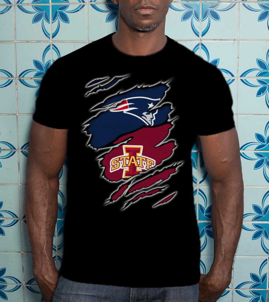 New England Patriots Iowa State Cyclones Ripped T-Shirt