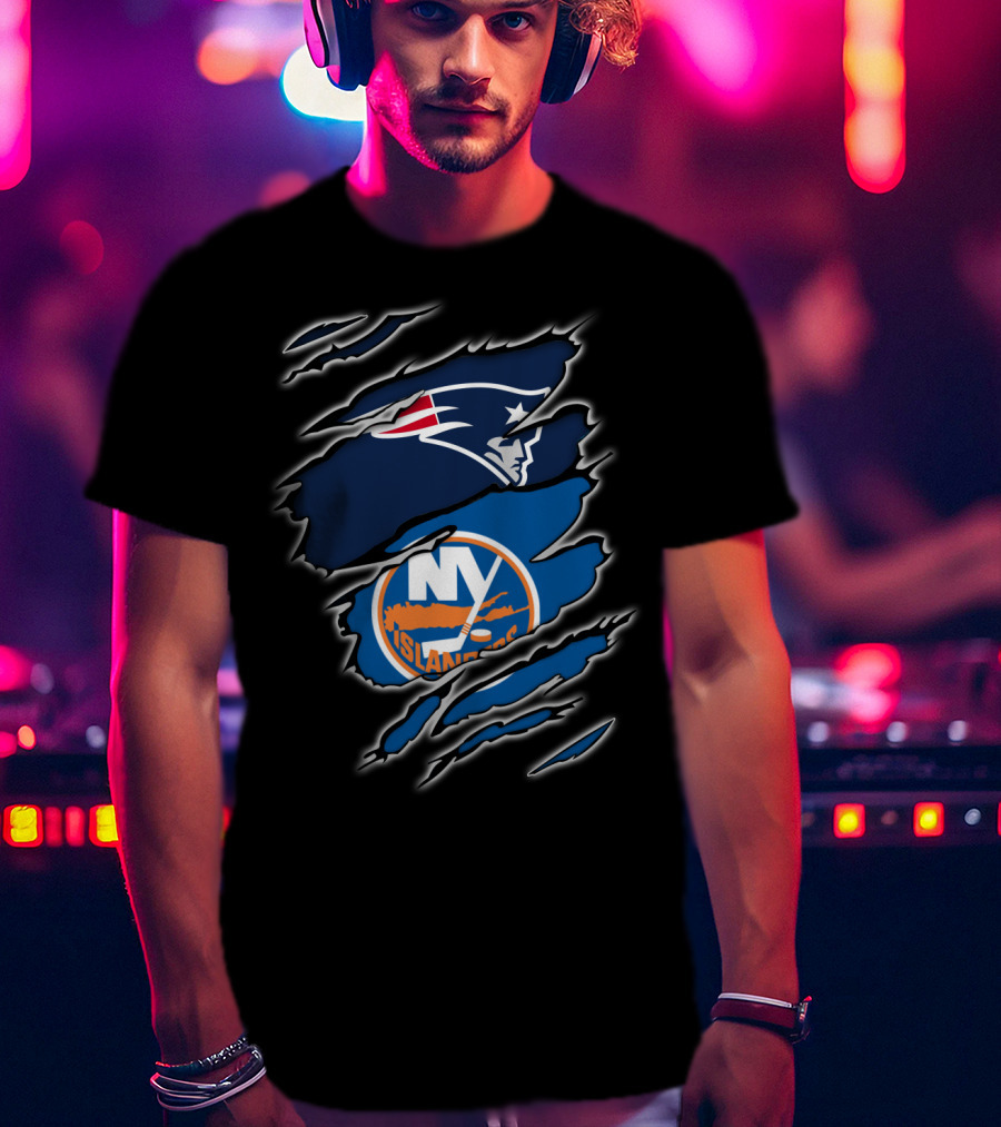 Patriots And NY Islanders Claw Slash T-Shirt