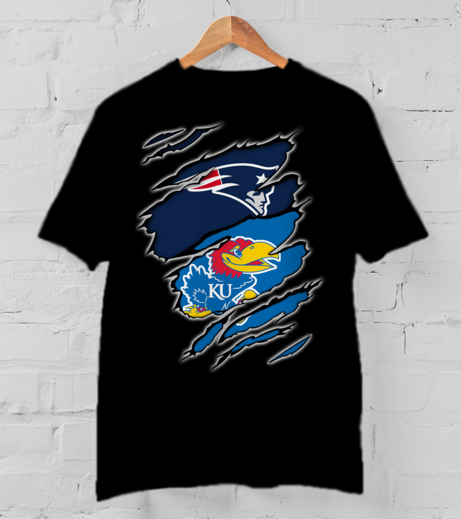 Patriots Jayhawk KU іn Τorn Rіp Ρeek Sensors T-Shirt
