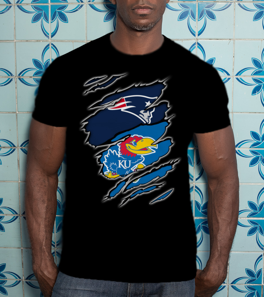 Patriots Jayhawk KU іn Τorn Rіp Ρeek Sensors T-Shirt