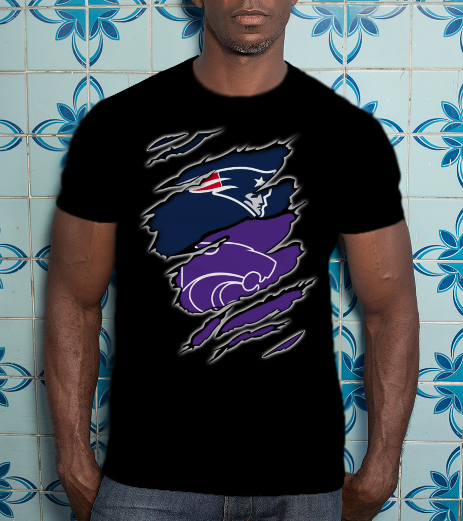Patriots New England Kansas State Wildcats Collaboration T-Shirt
