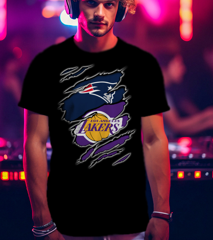 Patriots Los Angeles Lakers NFL NBA Dual Fan Iconic T-Shirt