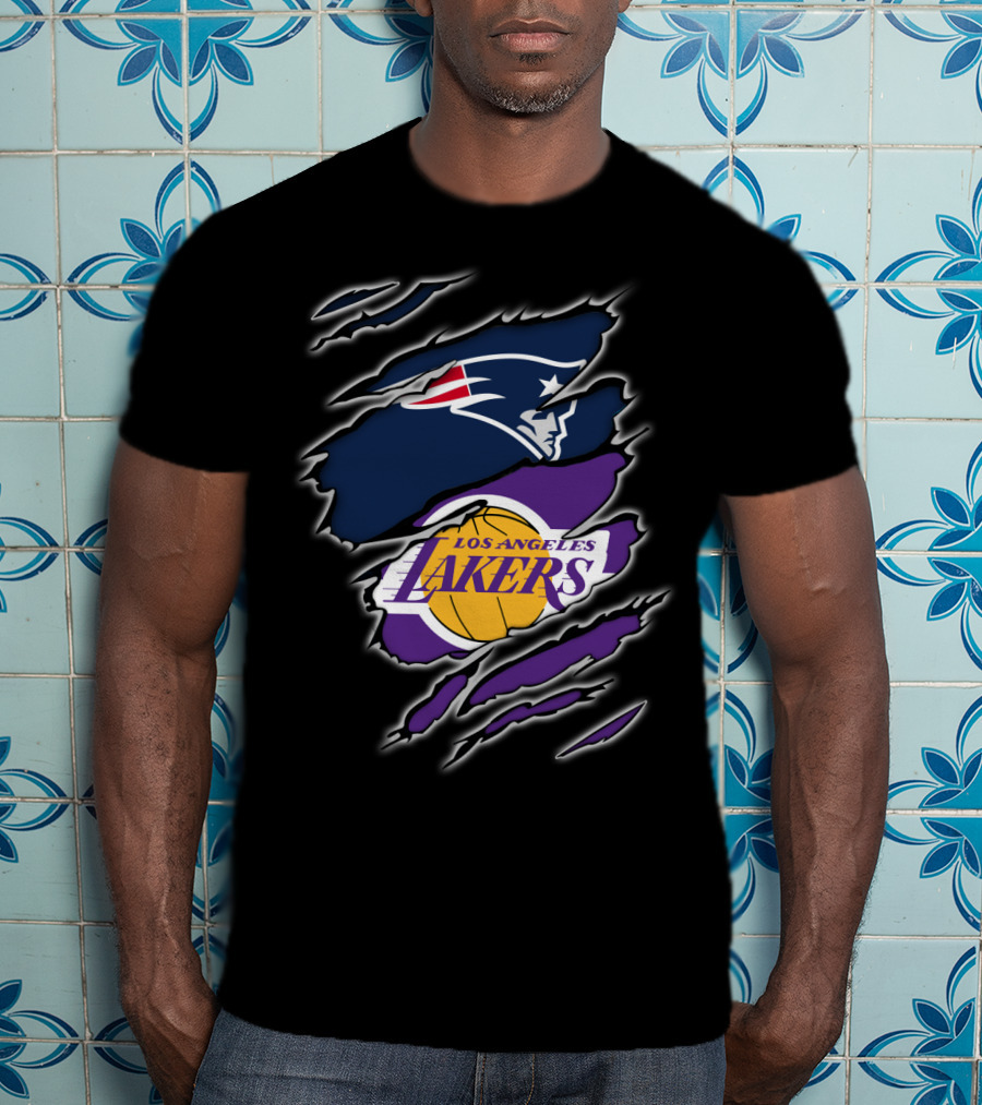 Patriots Los Angeles Lakers NFL NBA Dual Fan Iconic T-Shirt