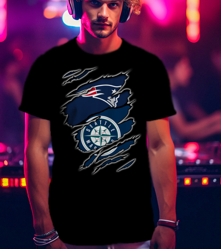 Patriots Logo With Seattle Mariners Emblem T-Shirt
