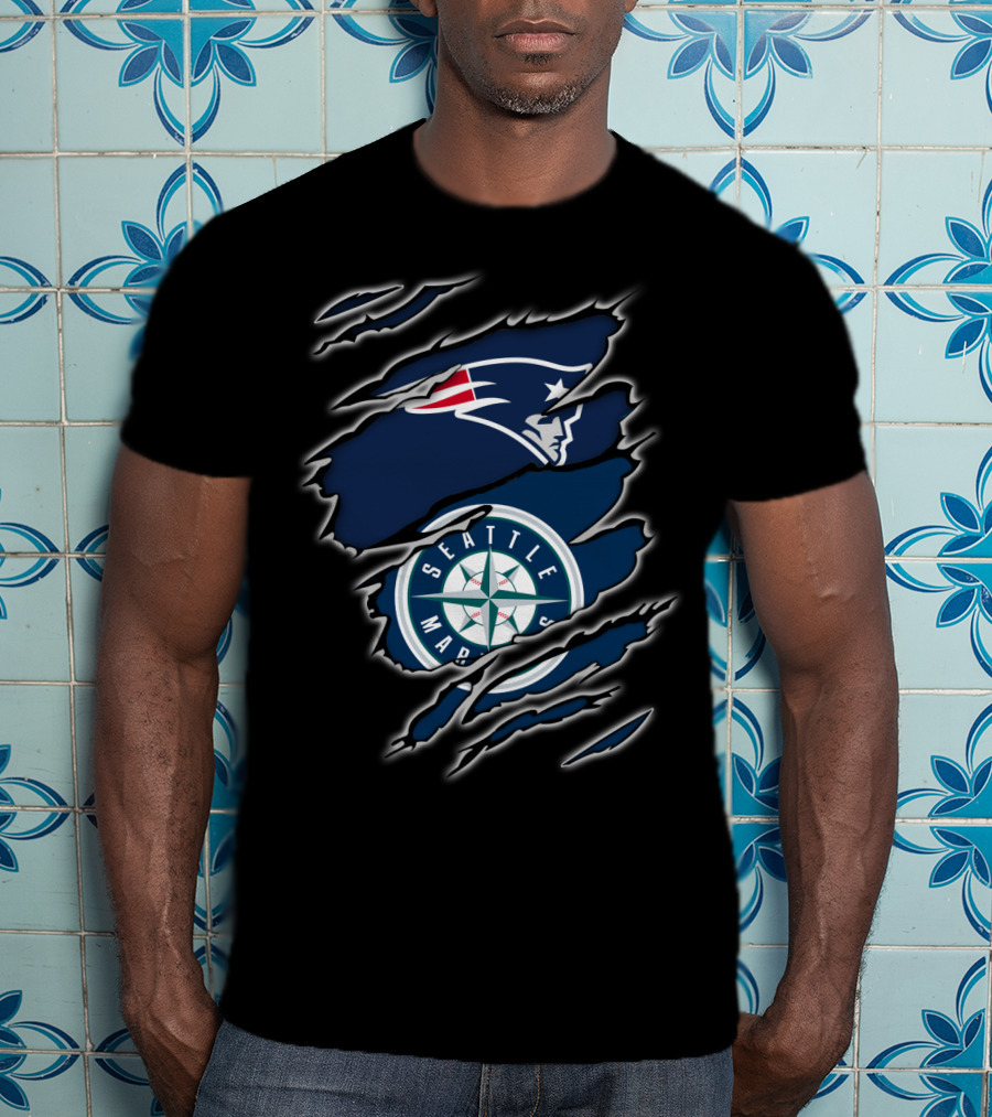 Patriots Logo With Seattle Mariners Emblem T-Shirt