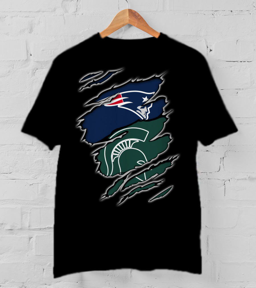 New England Patriots And Michigan State Spartans Dual T-Shirt