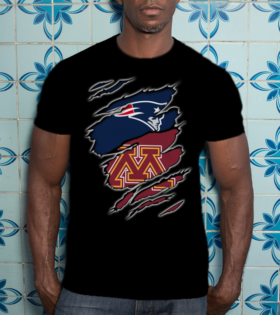 New England Patriots Minnesota Golden Gophers Crossover T-Shirt