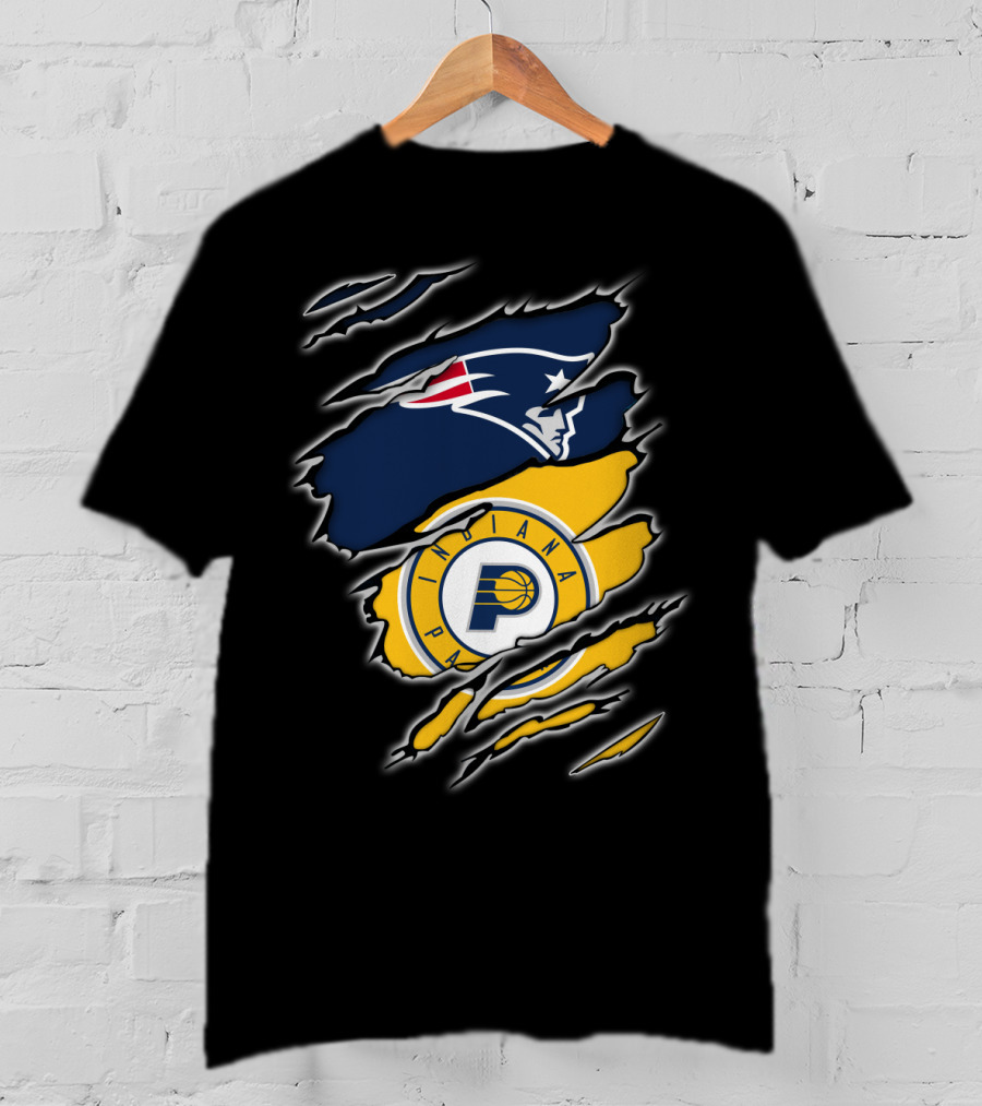 New England Patriots And Indiana Pacers Logos Combined T-Shirt