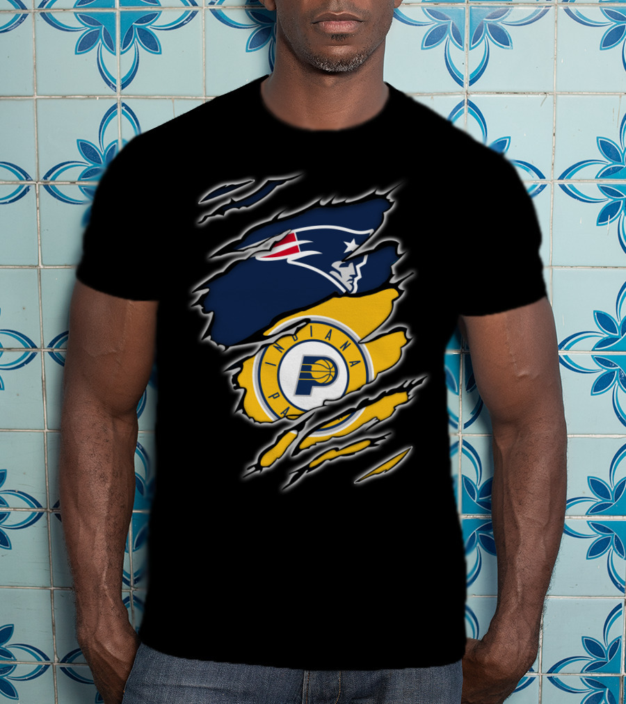 New England Patriots And Indiana Pacers Logos Combined T-Shirt