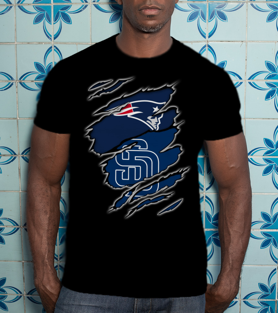 Patriots And Padres Logo Mashup T-Shirt