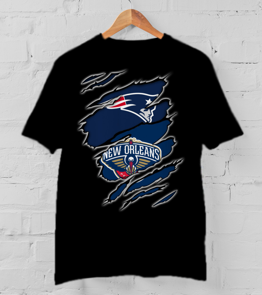 New England Patriots And New Orleans Pelicans Claw Marks T-Shirt
