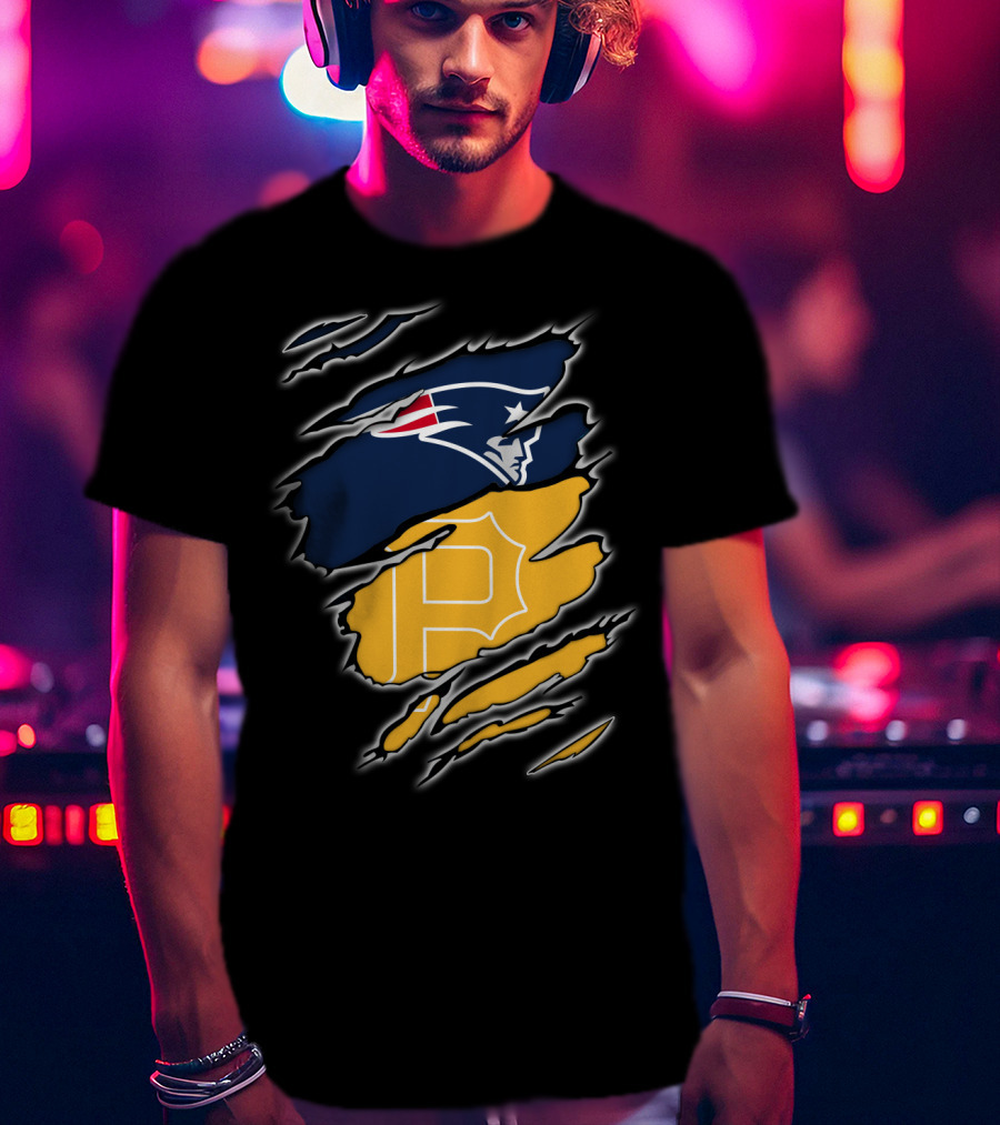 Patriots Logo And Pirates Monogram Fusion T-Shirt