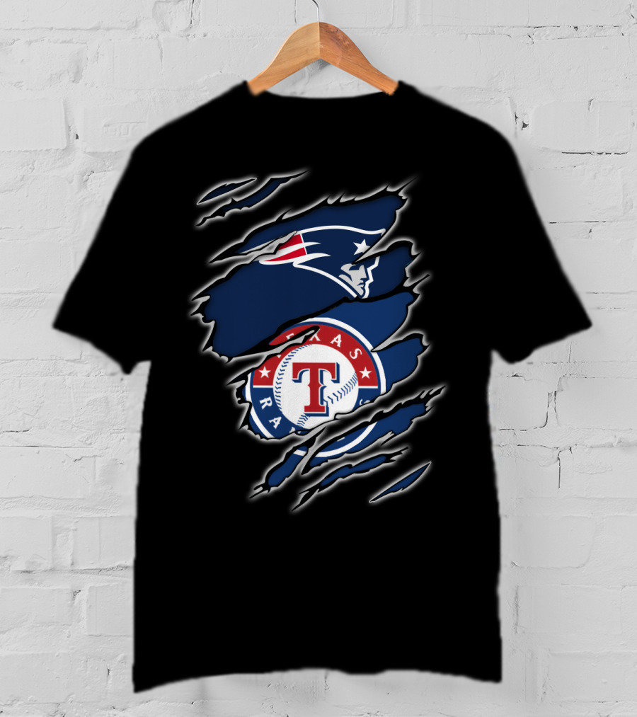 Patriots And Texas Rangers Logos Fusion T-Shirt