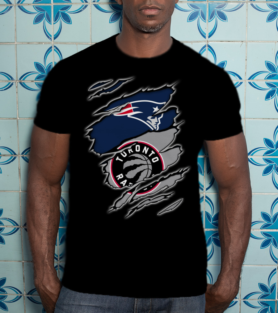 Patriots Face And Toronto Raptors Claw Marks T-Shirt