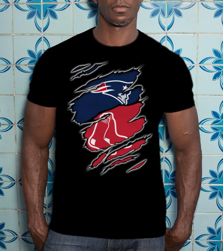 Patriots And Red Sox Logo Mashup NFL MLB Fans T-Shirt