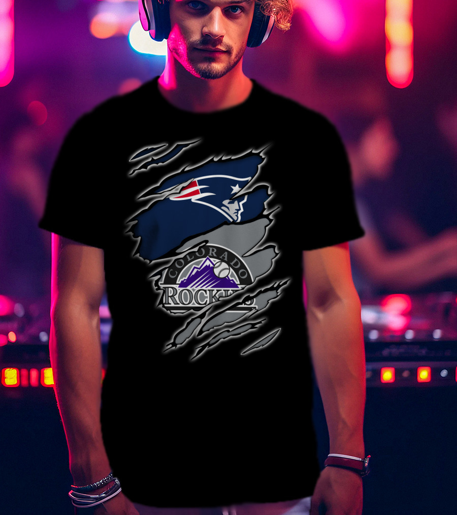 Patriots And Colorado Rockies Logo Mashup T-Shirt