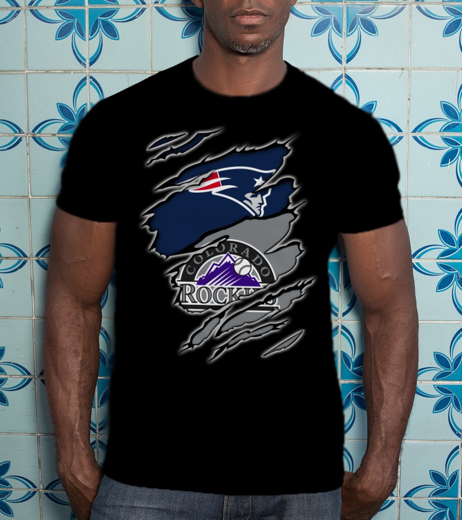 Patriots And Colorado Rockies Logo Mashup T-Shirt