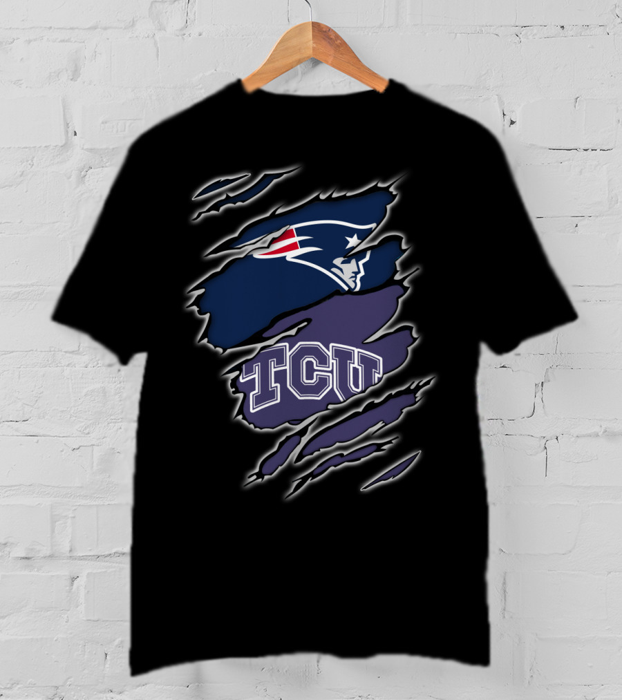 Patriots TCU Logo Fusion Football Fan Mashup T-Shirt