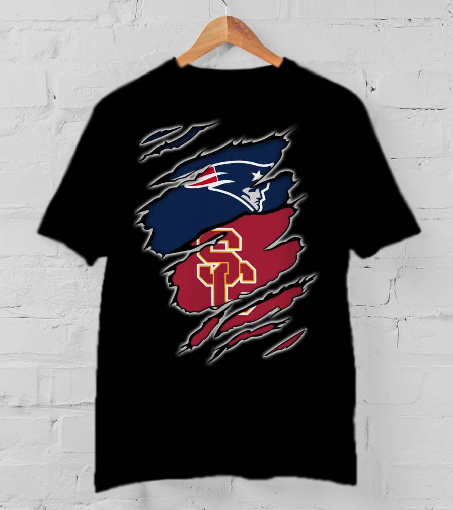 New England Patriots USC Trojans Claw Marks Fusion T-Shirt