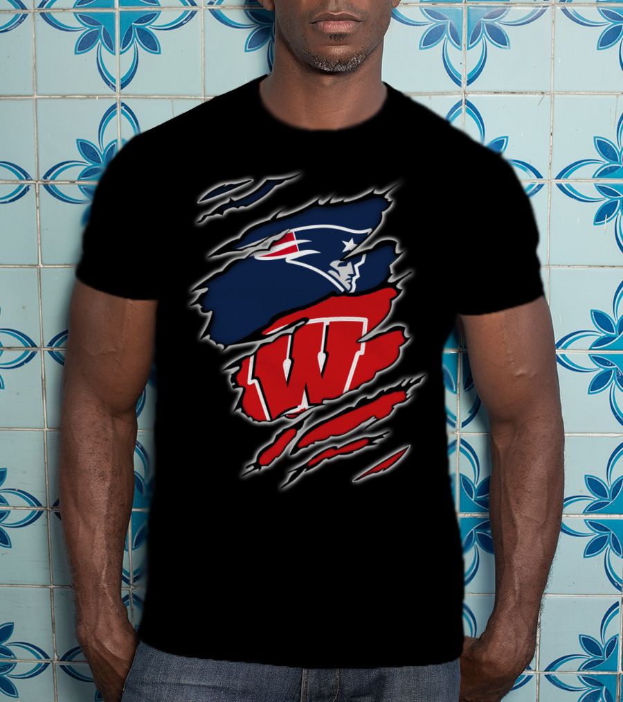 Patriots Wisconsin Badgers Logo Fusion T-Shirt