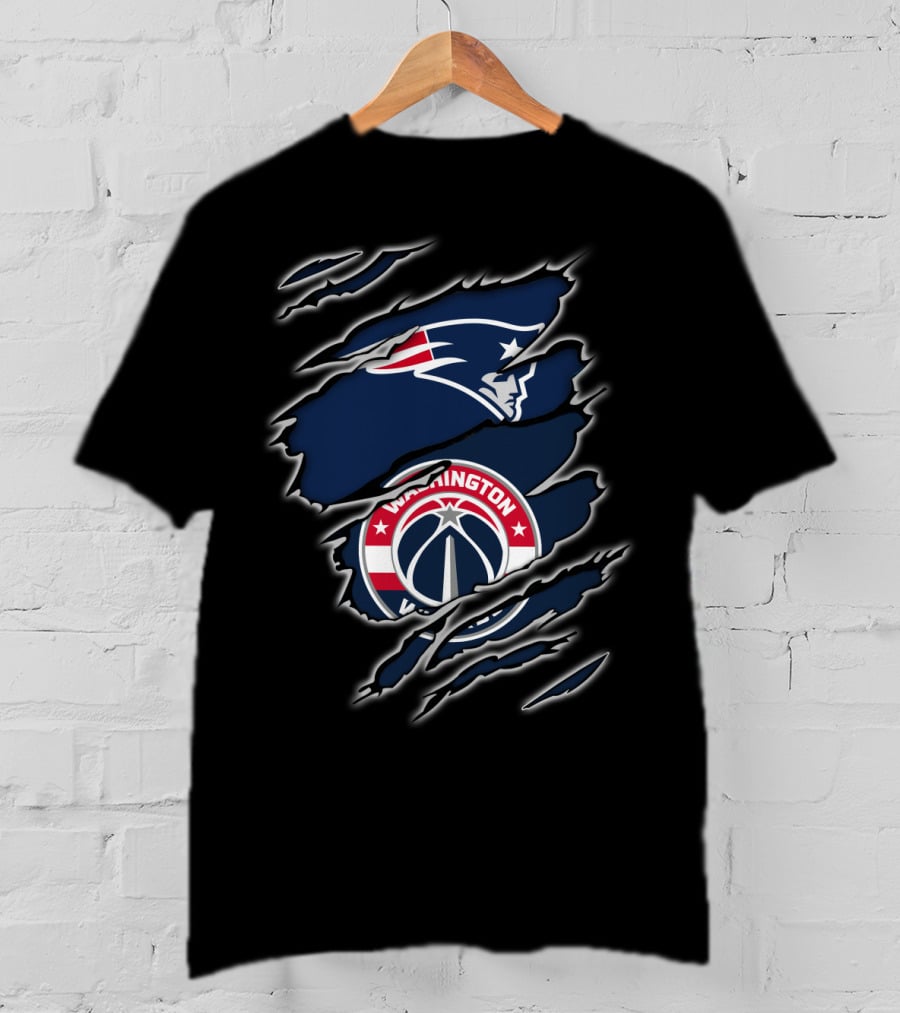 New England Patriots Washington Wizards Torn Logo Fan Crossover T-Shirt