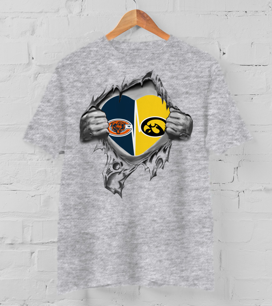 Hawkeyes Bears Heart Ripped Open T-Shirt