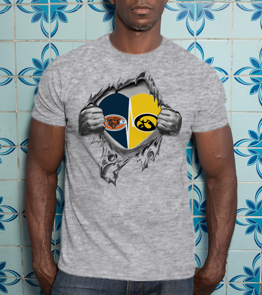 Hawkeyes Bears Heart Ripped Open T-Shirt