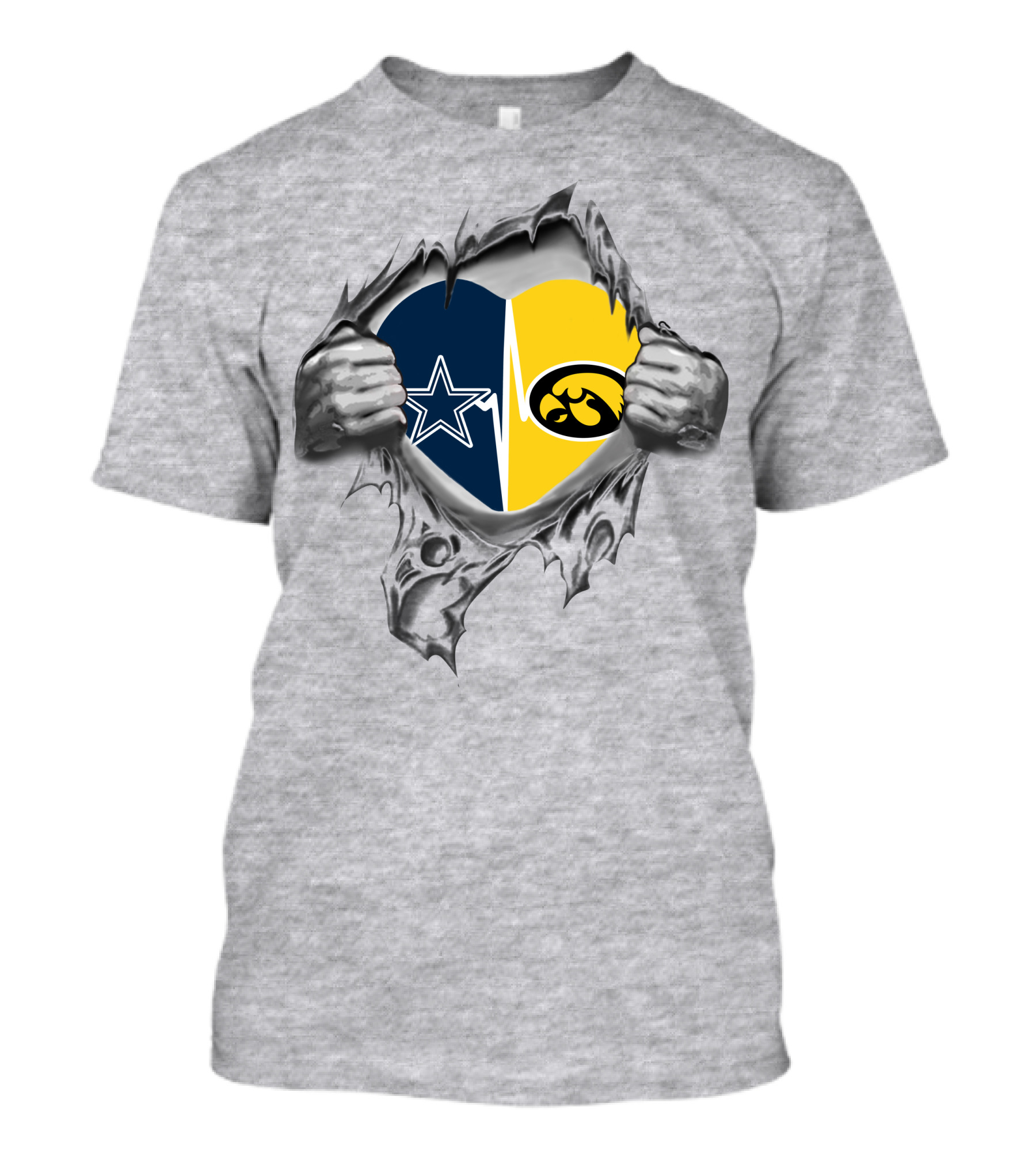 Dallas Cowboys Iowa Hawkeyes Heart T-Shirt