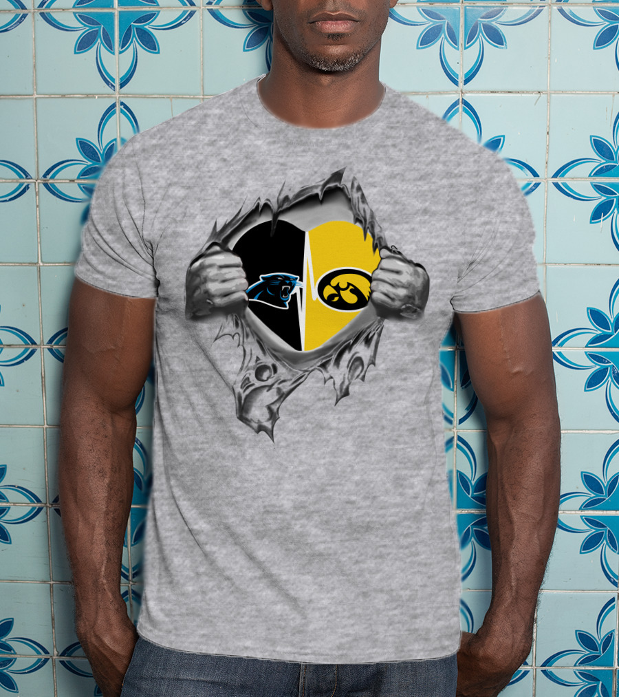 Hawkeyes Panthers Heart Inside Silver Claw Tear T-Shirt