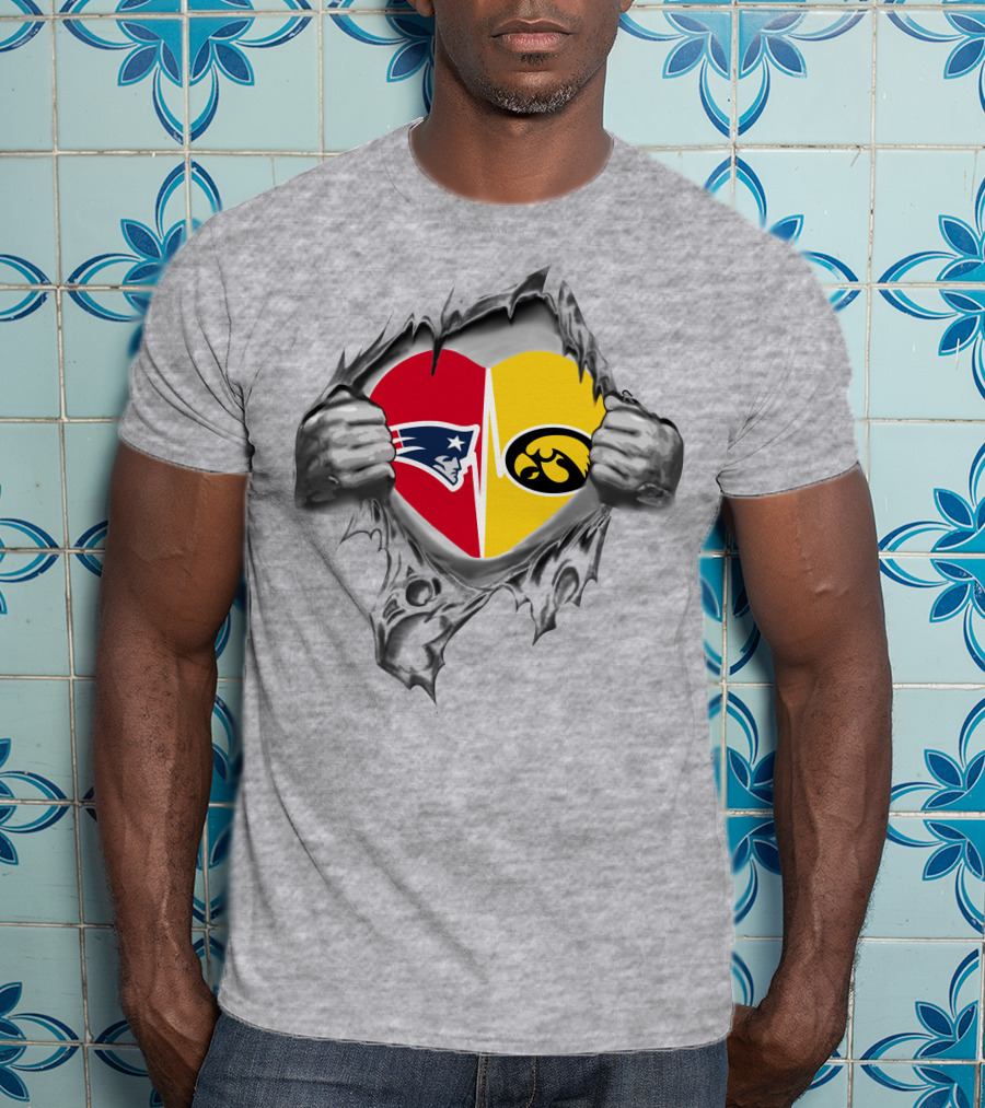New England Patriots Iowa Hawkeyes Heart T-Shirt